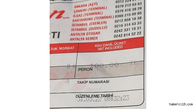 Çankırı'da Şehirler Arası Otobüs Biletlerine Zam