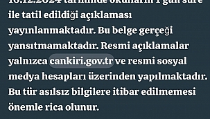 Çankırı Valiliği'nden Okul Tatili Açıklaması: Okullar Tatil Değil!