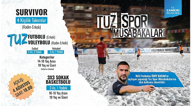 Tuz Spor Müsabakaları 4 Ağustos Pazartesi Günü Başlıyor