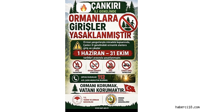 Dikkat! Çankırı İl Genelinde Ormanlara Giriş Yasağı Başladı