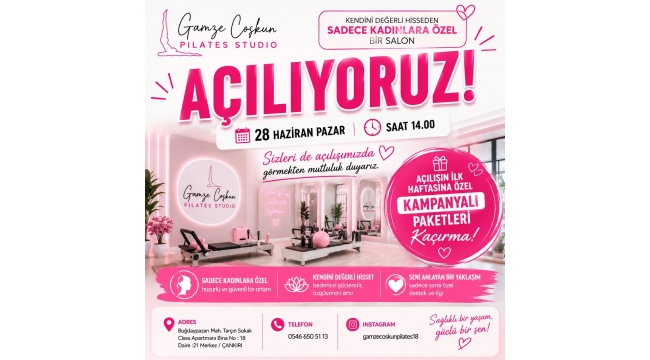 Gamze Coşkun Pılates Studıo Açılıyor